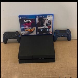 Sony PlayStation Console with DualShock Controllers - Black and Blue